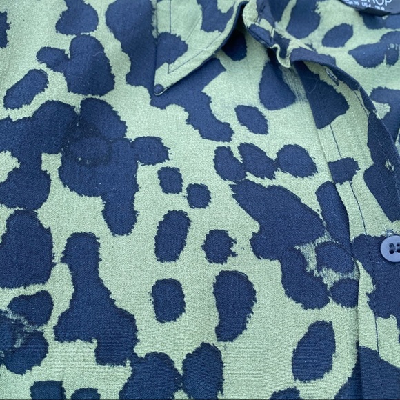 TOPSHOP green leopard print button down shirt - Picture 9 of 13